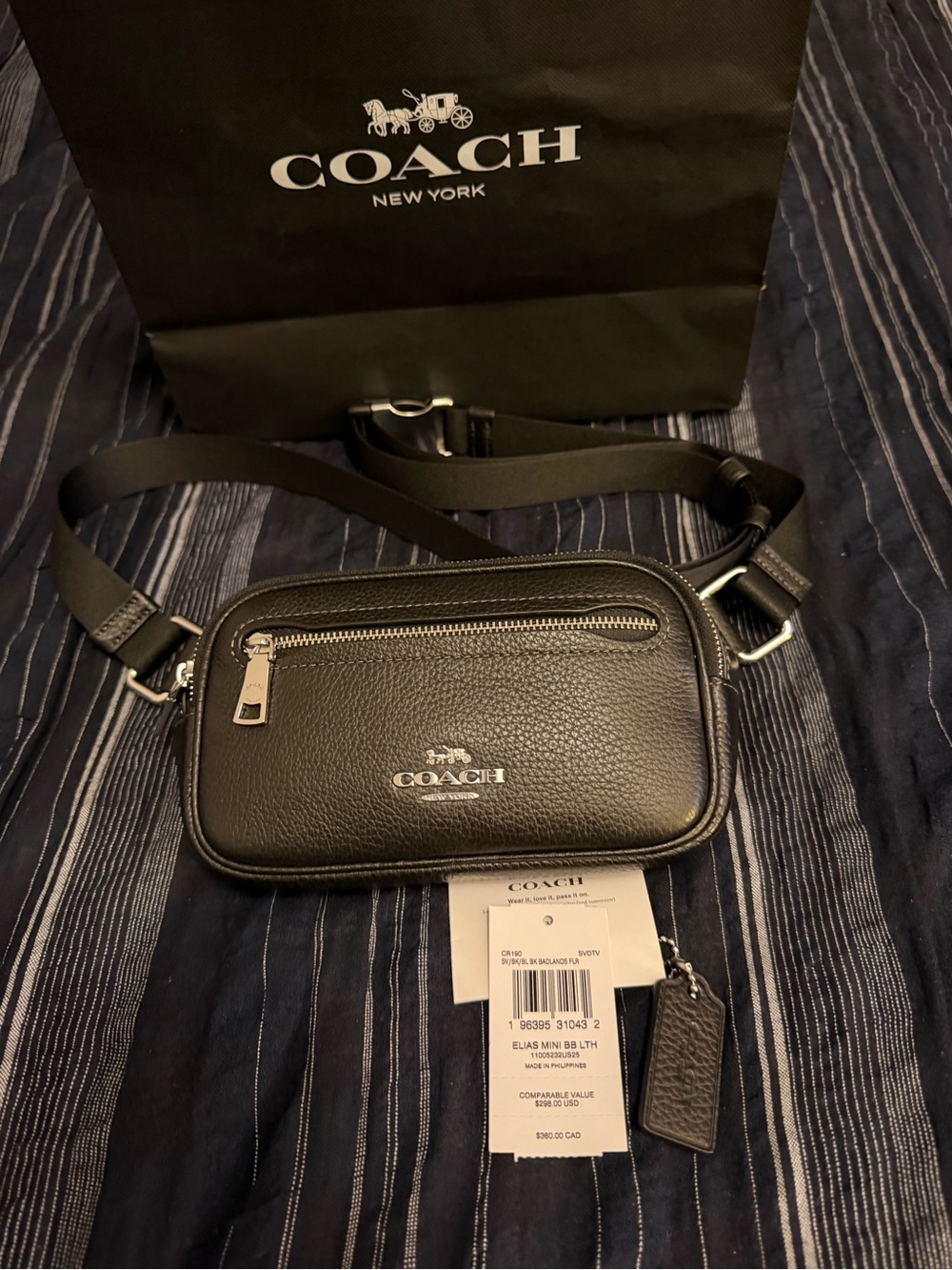 Coach Men's Black Leather Crossbody Bag